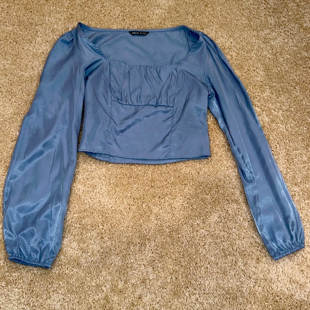 Shein blue fancy crop top